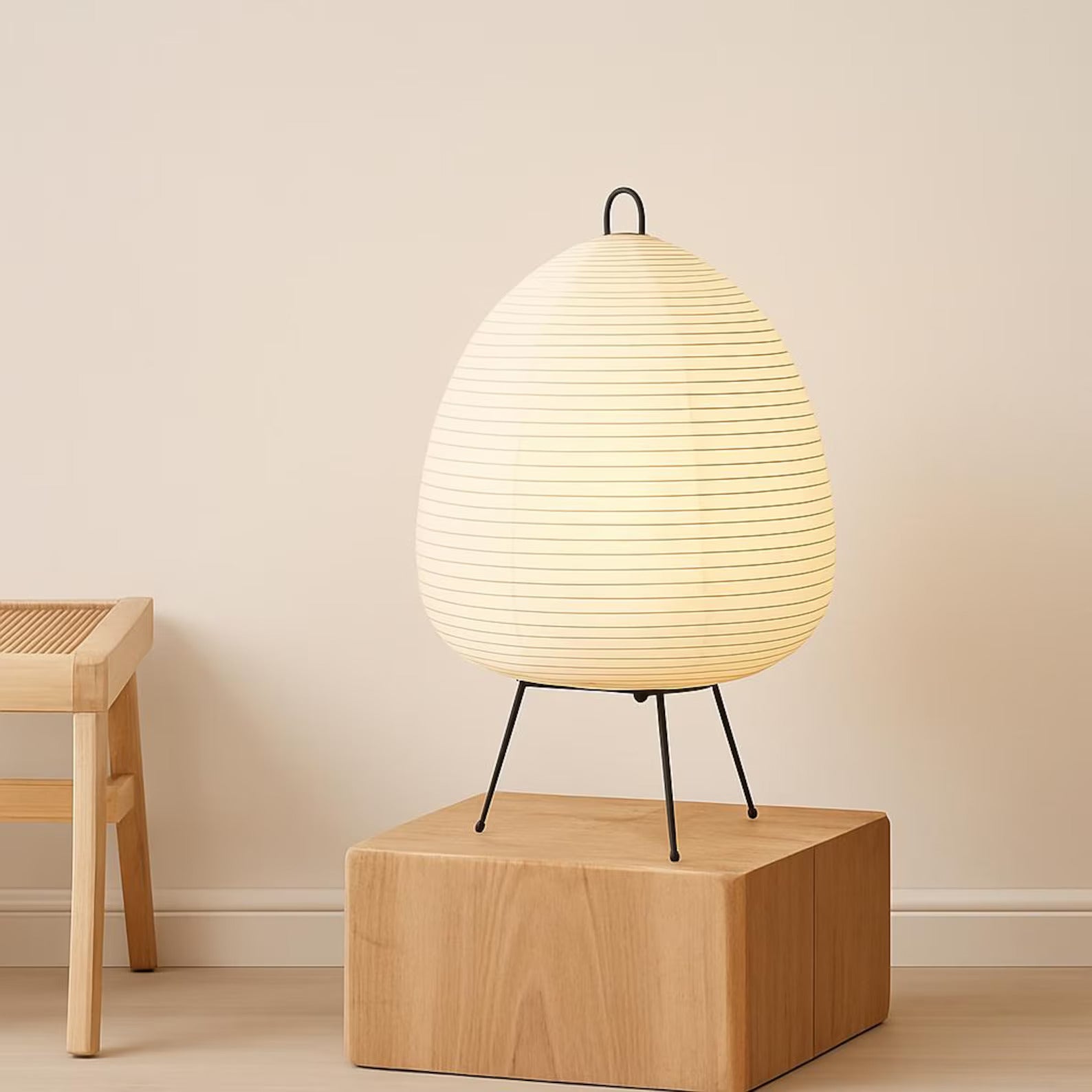 Artisanal Japanese Rice Paper Lamp: Wabi-Sabi Bedside Glow