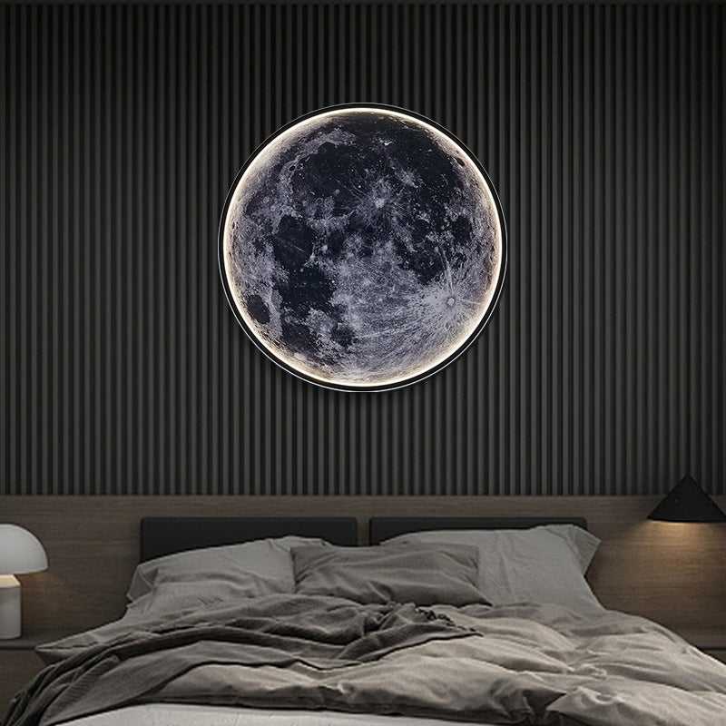 Citylumi Celestial Moon & Earth Mural Wall Lamp - Realistic 3D Texture Art Sconce for Modern Living Room & Bedroom decor