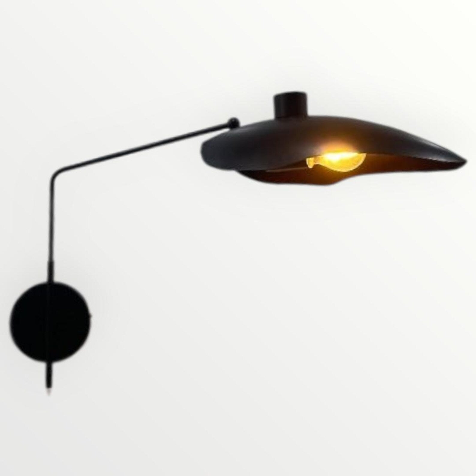 Modern Black Adjustable Wall Sconce: Mid-Century Swing Arm Lamp for Bedroom & Living Room Decor