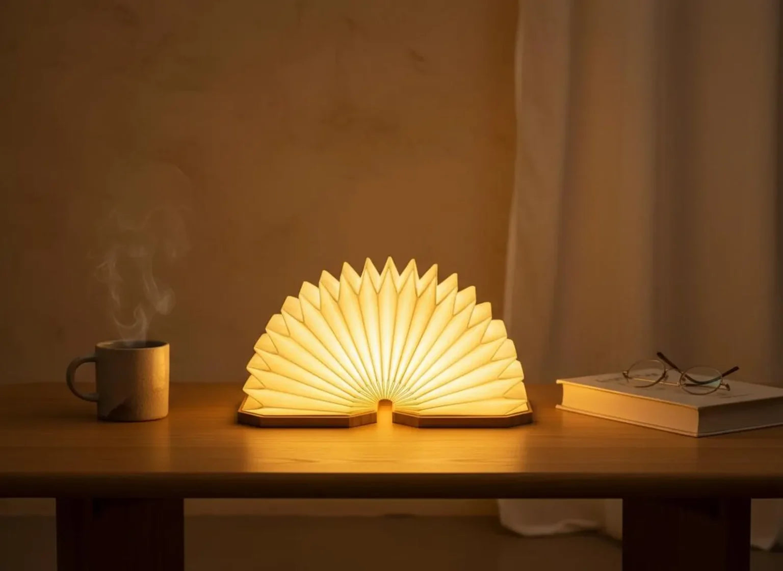 CityLumi "The Storyteller" | Modern Zen Wooden LED Book Light – Magnetic 360° Folding Accordion Lamp