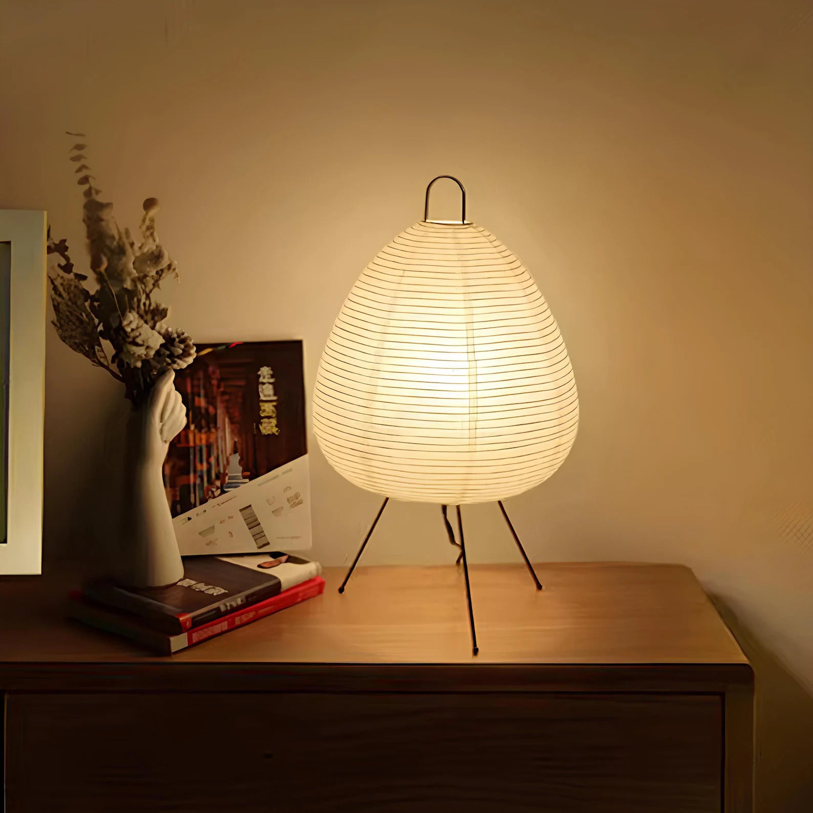 Artisanal Japanese Rice Paper Lamp: Wabi-Sabi Bedside Glow