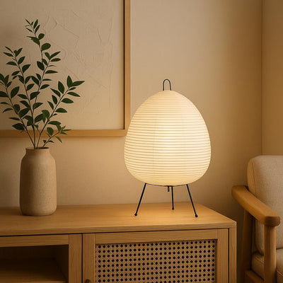 Artisanal Japanese Rice Paper Lamp: Wabi-Sabi Bedside Glow