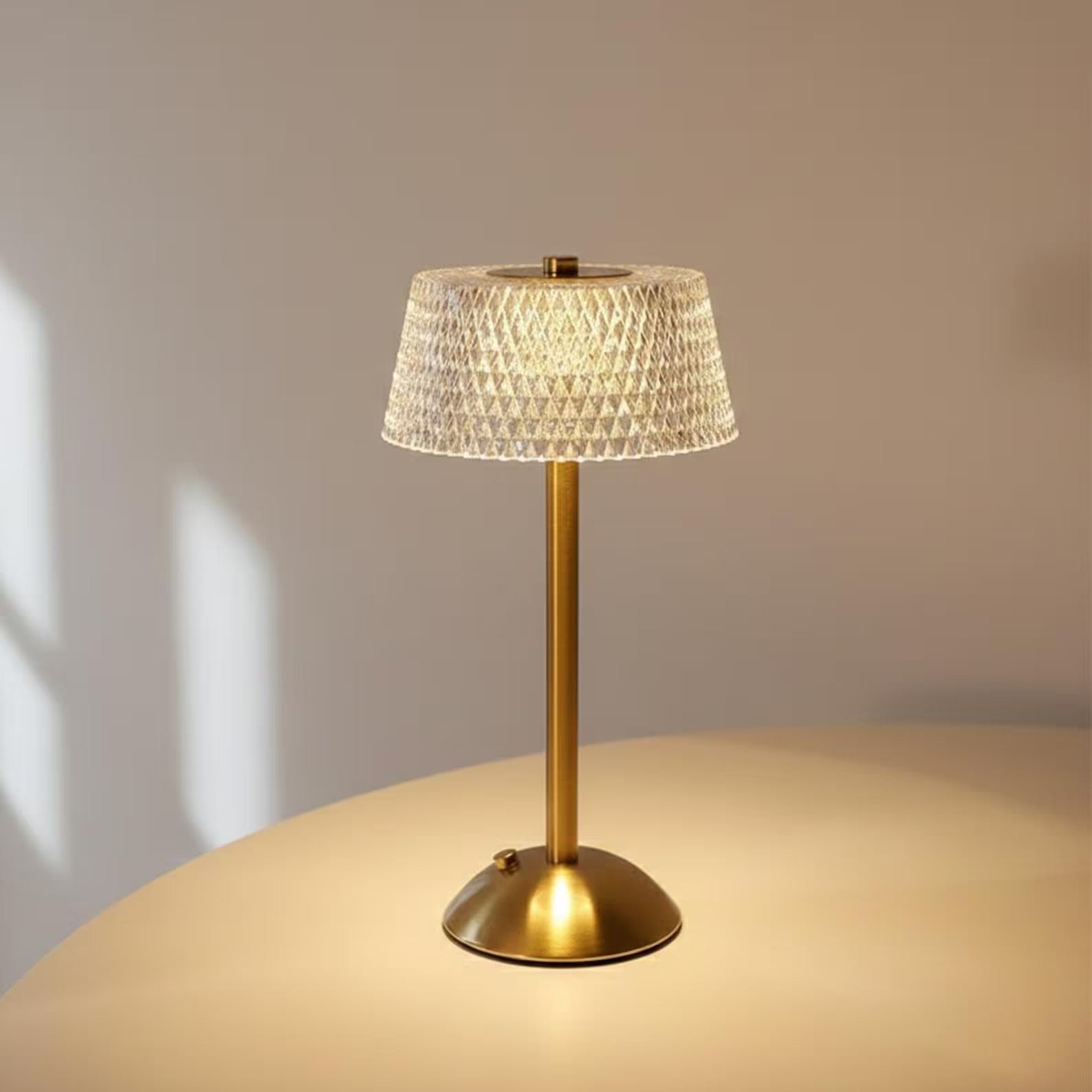 Chic Gold Crystal Rechargeable LED Lamp-Dimmable Acrylic Elegant Centerpiece Light