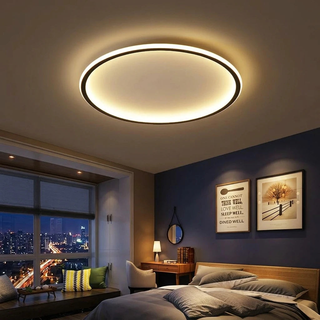 Citylumi Halo Orbit LED Flush Mount Ceiling Light - Ultra-Thin Minimalist Ring Lamp with Full Spectrum Eye-Care Tech for Bedroom & Living Room