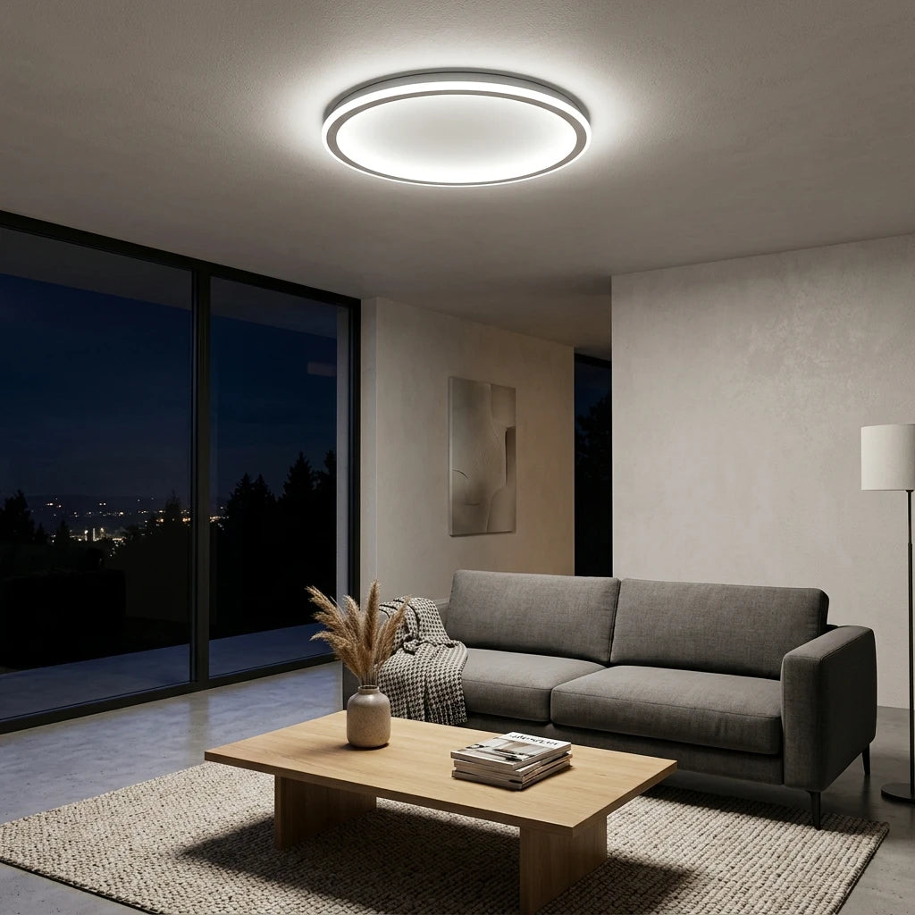Citylumi Halo Orbit LED Flush Mount Ceiling Light - Ultra-Thin Minimalist Ring Lamp with Full Spectrum Eye-Care Tech for Bedroom & Living Room
