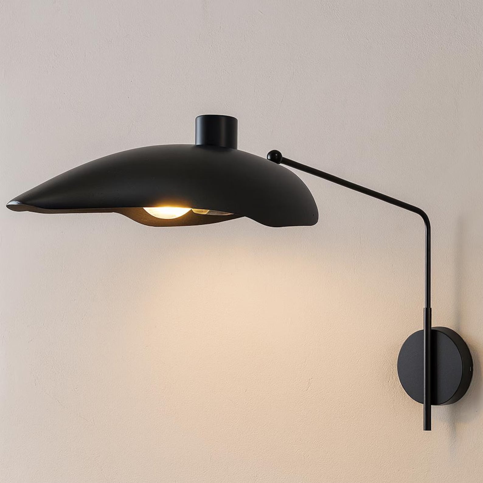 Modern Black Adjustable Wall Sconce: Mid-Century Swing Arm Lamp for Bedroom & Living Room Decor