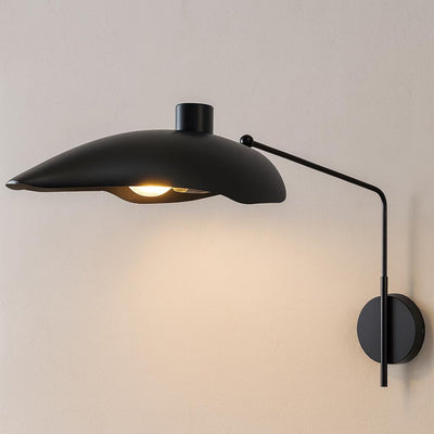 Modern Black Adjustable Wall Sconce: Mid-Century Swing Arm Lamp for Bedroom & Living Room Decor