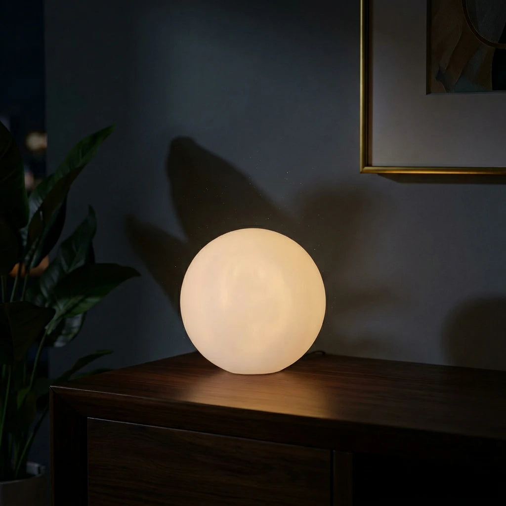 Citylumi Moonlight Orb - Handcrafted Natural Spanish Alabaster Night Light, Wireless Rechargeable Tap-Control Ambient Lamp for Bedside & Zen Decor