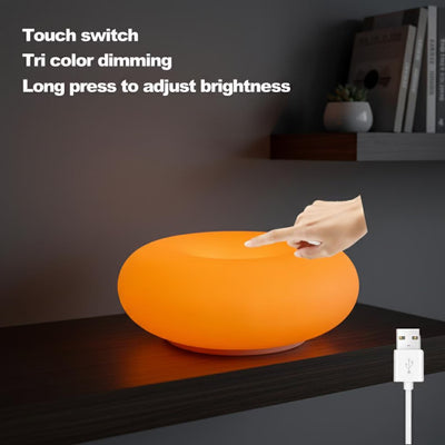 Sleek Modern Donut LED Table Lamp: Dimmable USB-Powered Ring Mood Light