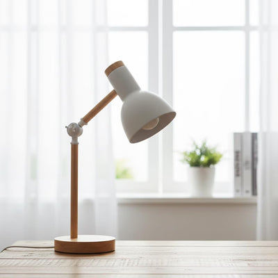 Mint Green Scandinavian Adjustable Wood Desk Lamp - Practical Table Lighting