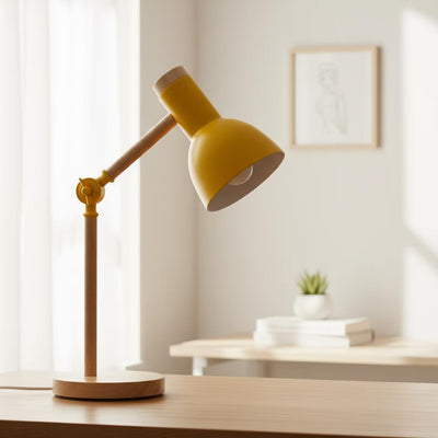 Mint Green Scandinavian Adjustable Wood Desk Lamp - Practical Table Lighting
