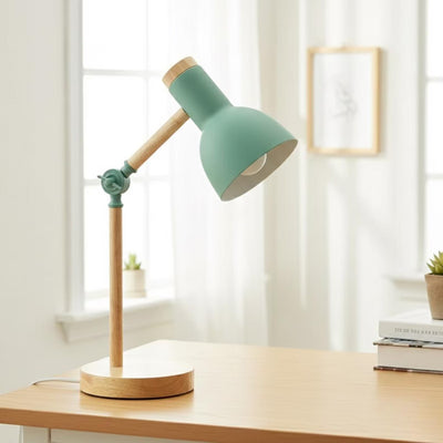 Mint Green Scandinavian Adjustable Wood Desk Lamp - Practical Table Lighting