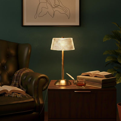 Chic Gold Crystal Rechargeable LED Lamp-Dimmable Acrylic Elegant Centerpiece Light