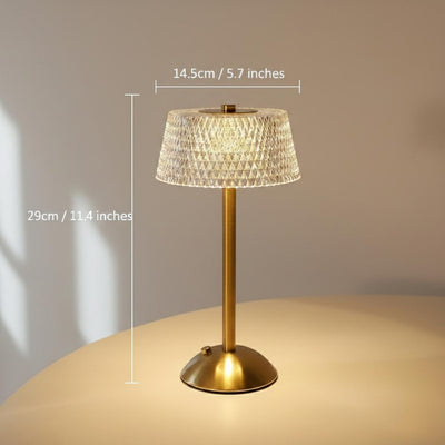 Chic Gold Crystal Rechargeable LED Lamp-Dimmable Acrylic Elegant Centerpiece Light